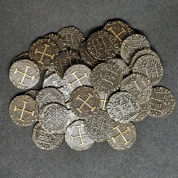 Pièces pirate en métal couleur or antique pour jeux de société / jeux de rôle