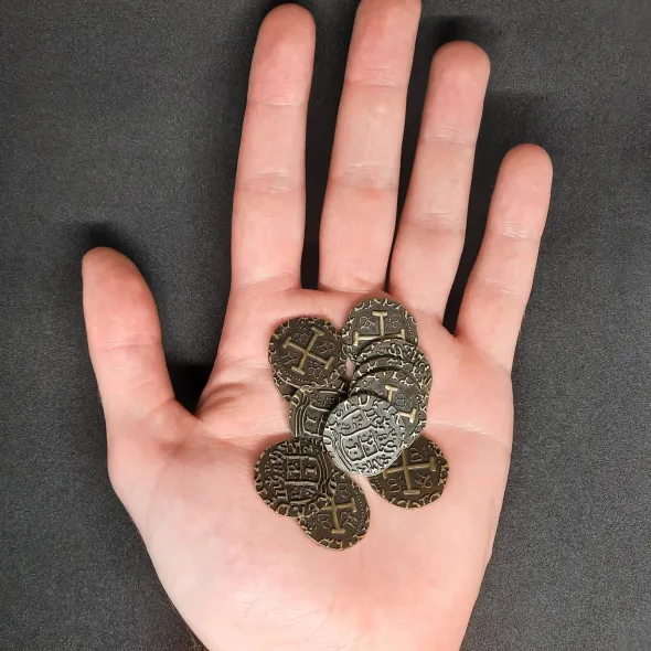 Pièces pirate en métal couleur or antique pour jeux de société / jeux de rôle