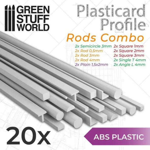 Plasticard Profilé Tige Mixtes x20