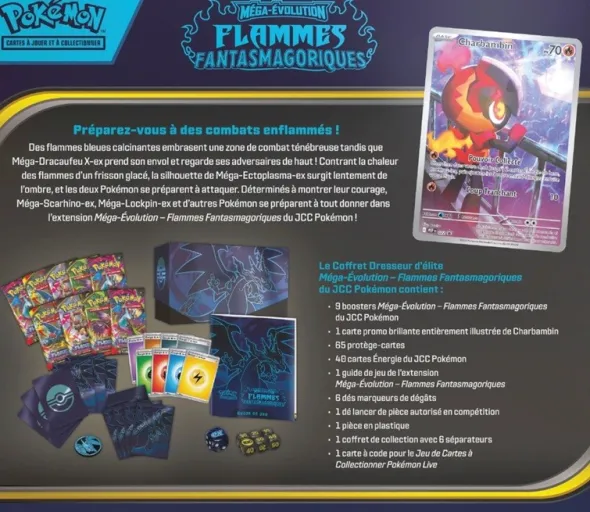 Pokémon : Coffret Dresseur d’élite Méga-Evolution Flammes Fantasmagoriques (Boîte Descellée)