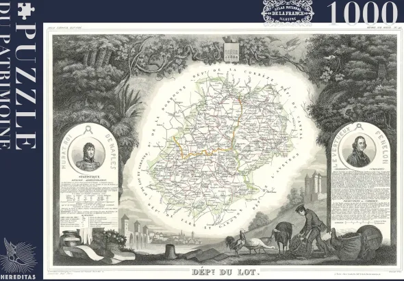 Puzzle - Carte du département du Lot par Levasseur - 1000 pièces