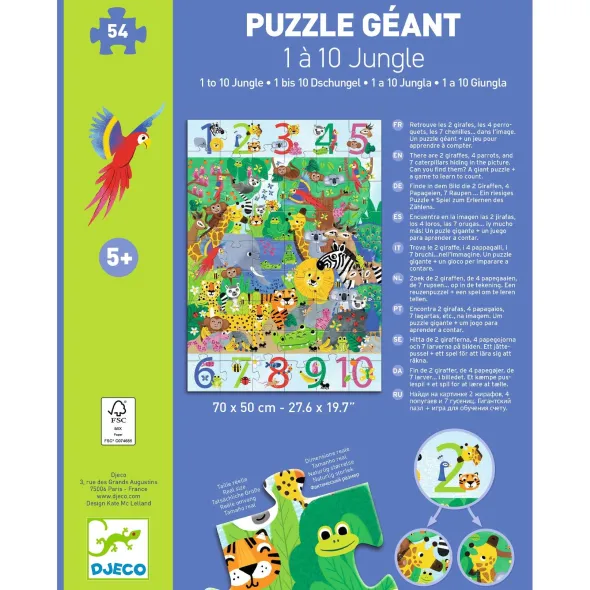 Puzzle Geant - 1 à 10 Jungle - 54 Pièces