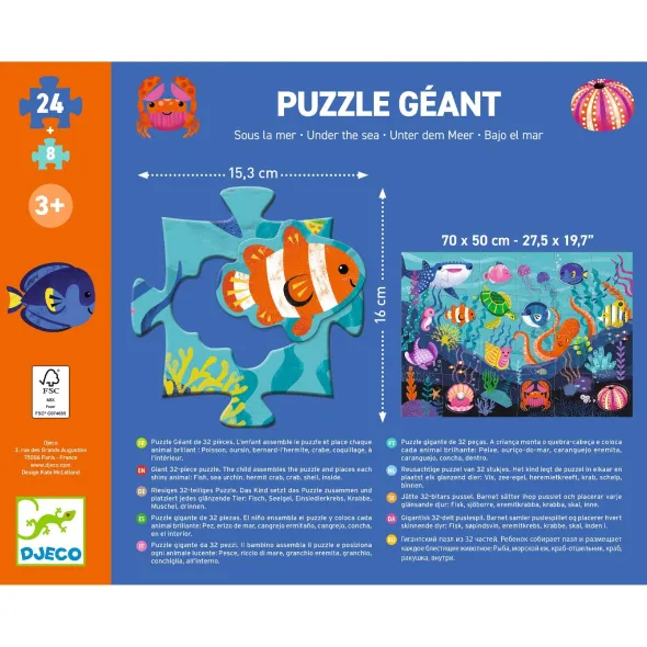 Puzzle Geant - Sous la Mer - 24pcs +8pcs