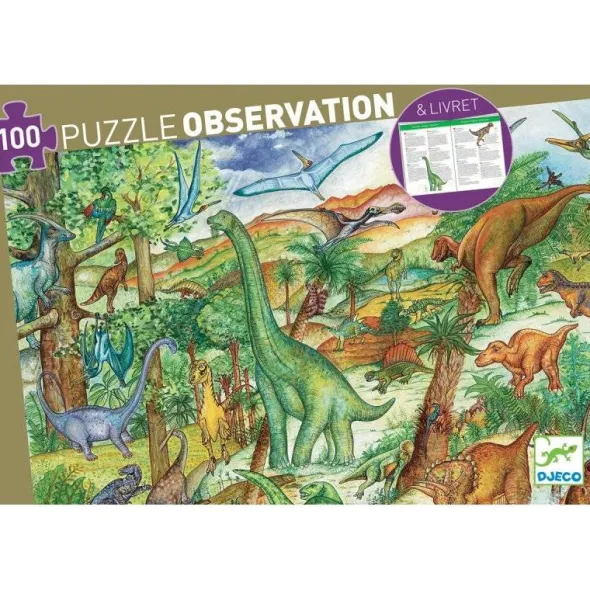 Puzzle Observation - Dinosaures + Poster + Livret - 100 pièces