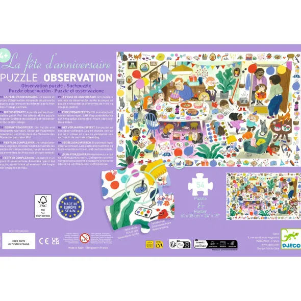 Puzzle Observation - La Fête d'Anniversaire - 54 Pièces