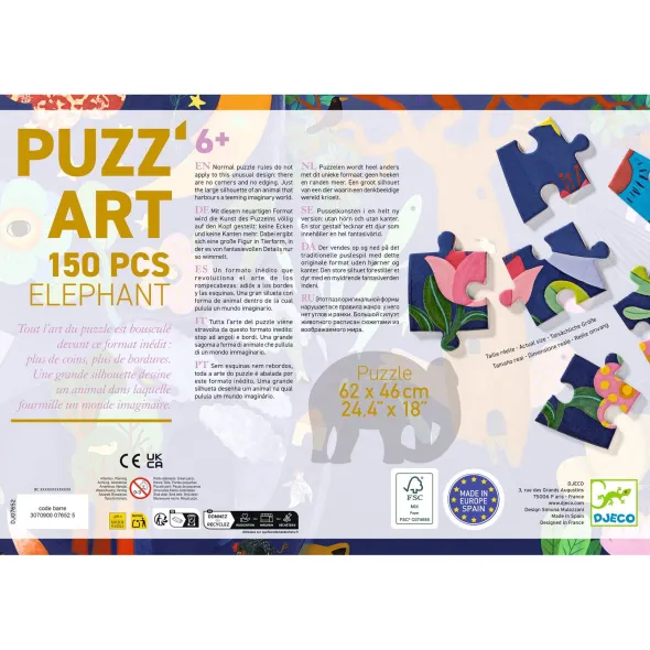 Puzzle Puzz'Art - Éléphant - 150 Pièces