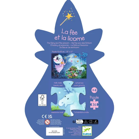 Puzzle Silhouette - La Fée et la Licorne - 36 Pièces