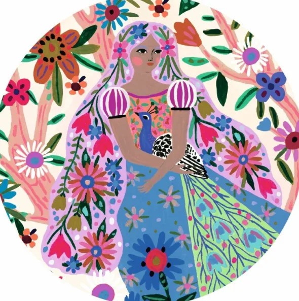 Puzzle Silhouette - La Princesse et son Paon - 36 Pièces