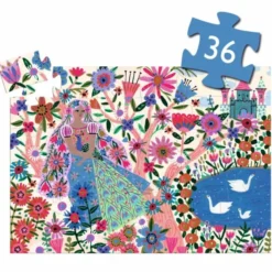Puzzle Silhouette - La Princesse et son Paon - 36 Pièces