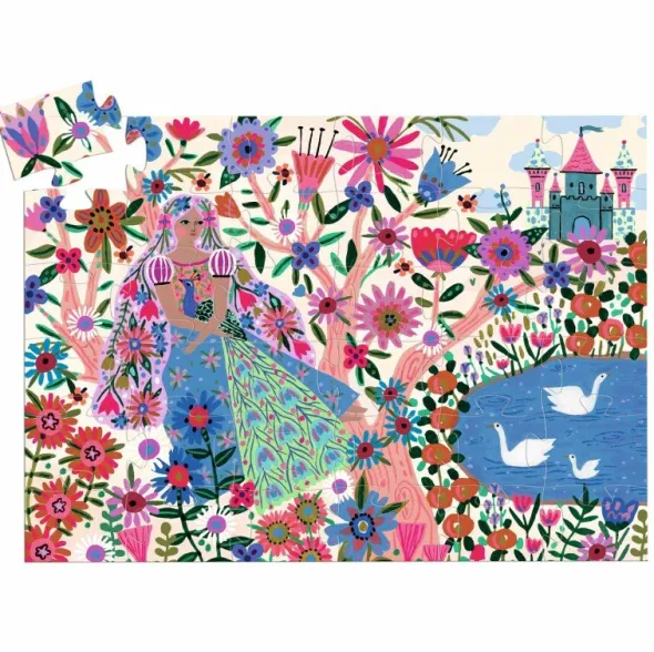 Puzzle Silhouette - La Princesse et son Paon - 36 Pièces