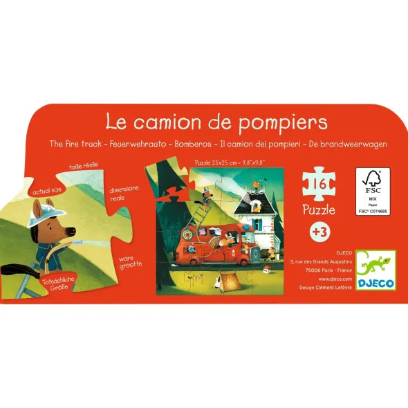 Puzzle Silhouette - Le Camion de Pompier - 16 Pièces