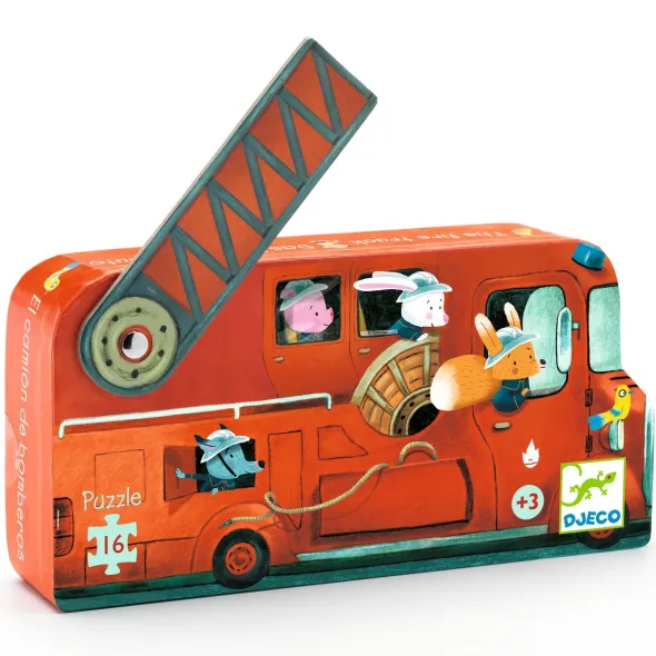 Puzzle Silhouette - Le Camion de Pompier - 16 Pièces