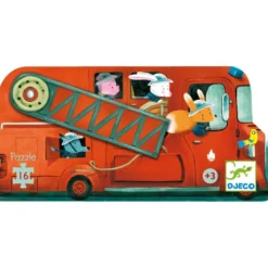 Puzzle Silhouette - Le Camion de Pompier - 16 Pièces