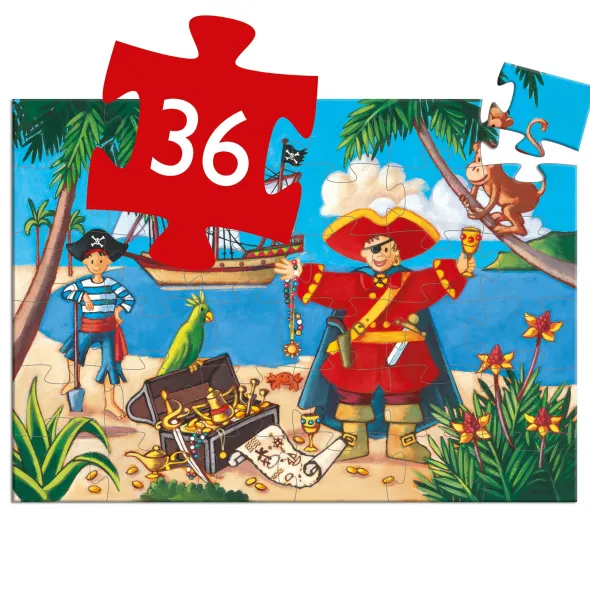 Puzzle Silhouette - Le Pirate et son Trésor - 36 Pièces