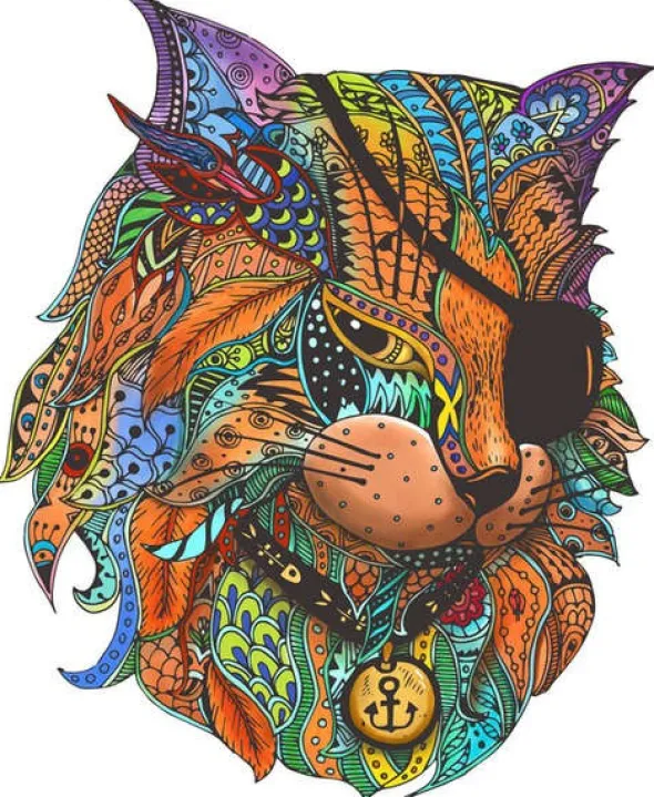 Rainbow Puzzle en bois - Chat Pirate - 116 pièces