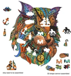 Rainbow Puzzle en bois - Chat Pirate - 116 pièces