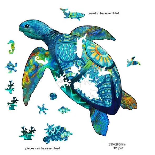 Rainbow Puzzle en bois - Tortue - 125 pièces