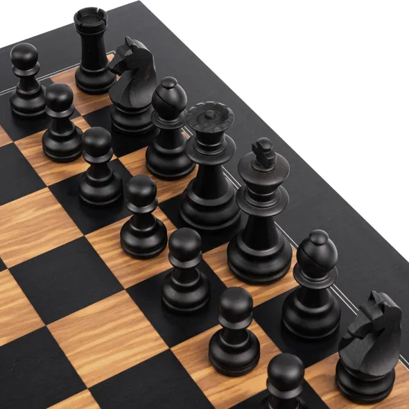 Set d'échecs, Noir Olivier Deluxe, case 50 mm