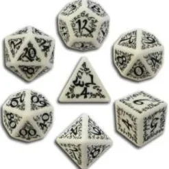 Set de Dés Elfiques Blancs et Noirs