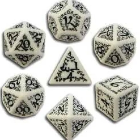 Set de Dés Elfiques Blancs et Noirs