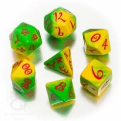 Set de dés jaune, vert & rouge Classic