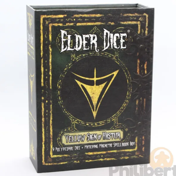 Set de 9 Dés JDR Elder Dice: The Yellow Sign (Purple & Green )