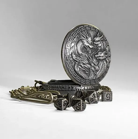 Set de 7 Dés JDR en Gousset Répliquant : Dragons