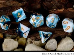 Set de dés marbrés bleu et or