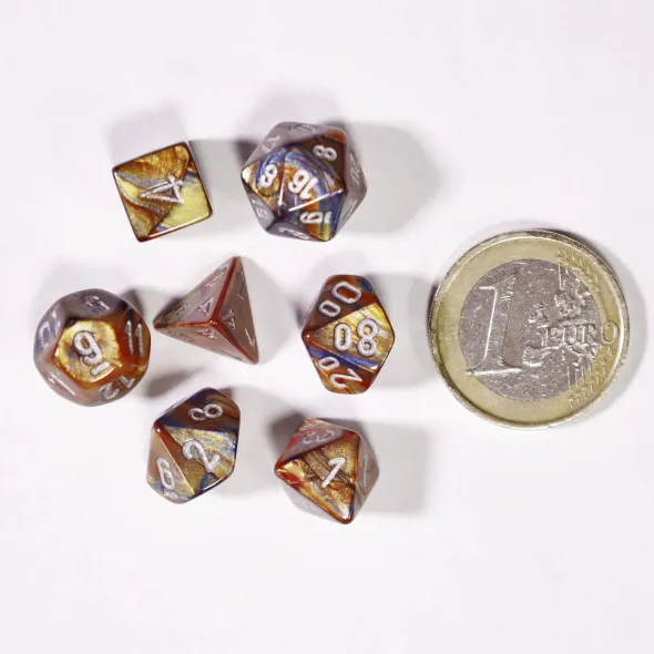 Set de 7 Mini Dés JDR Chessex : Lustrous Gold / Silver