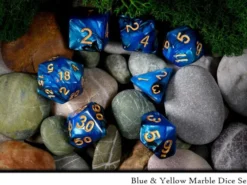 Set dés marbrés - bleu et jaune