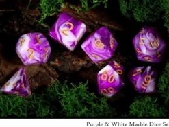 Set dés marbrés - violet et blanc