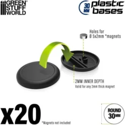 Socles de Plastique Ronds 30mm - Bords Arrondis