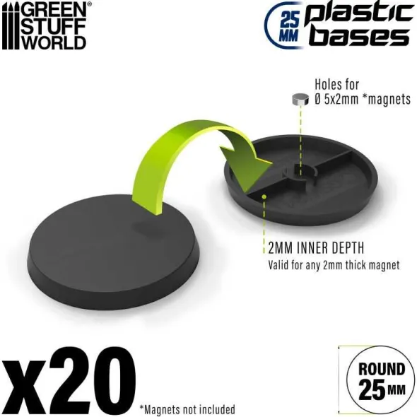 Socles de Plastique Ronds 25mm - Noir