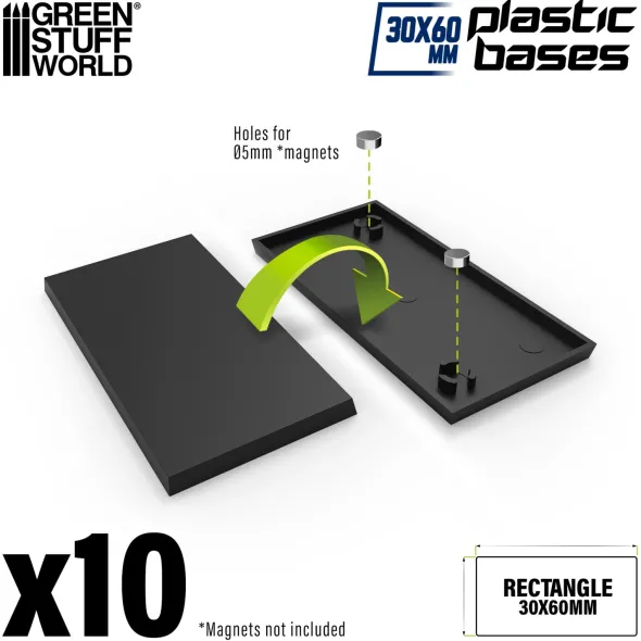 Socles Rectangulaires 30x60mm en Plastique