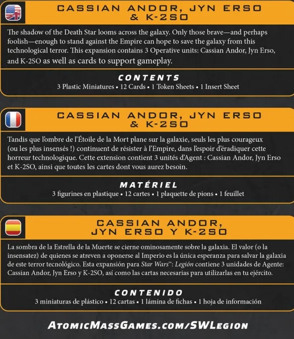 Star Wars: Legion - Cassian Andor, Jyn Erso & K-2SO