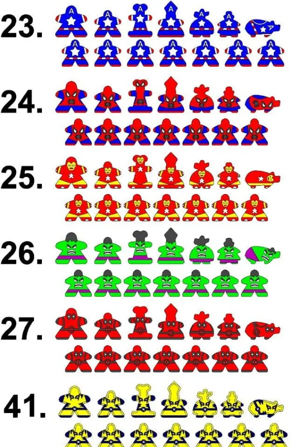 Superhero set 2 - Carcassonne Big Box Meeples