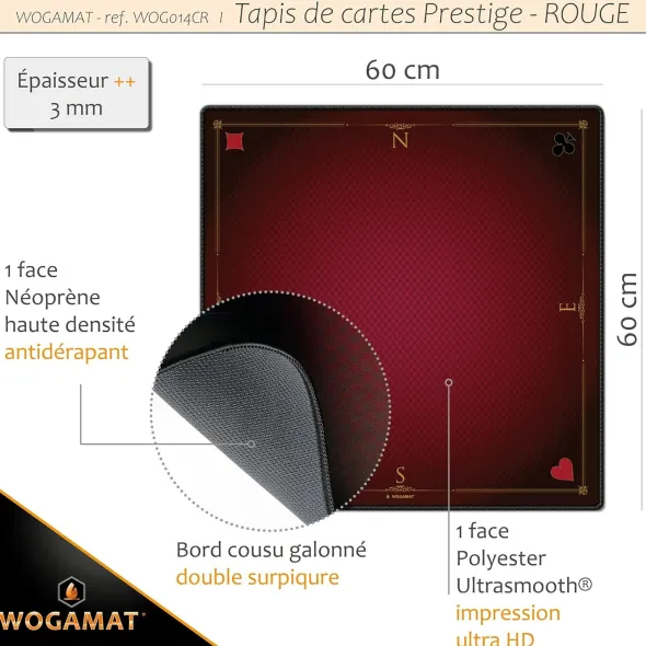 Tapis Cartes Prestige Rouge 60x60 cm